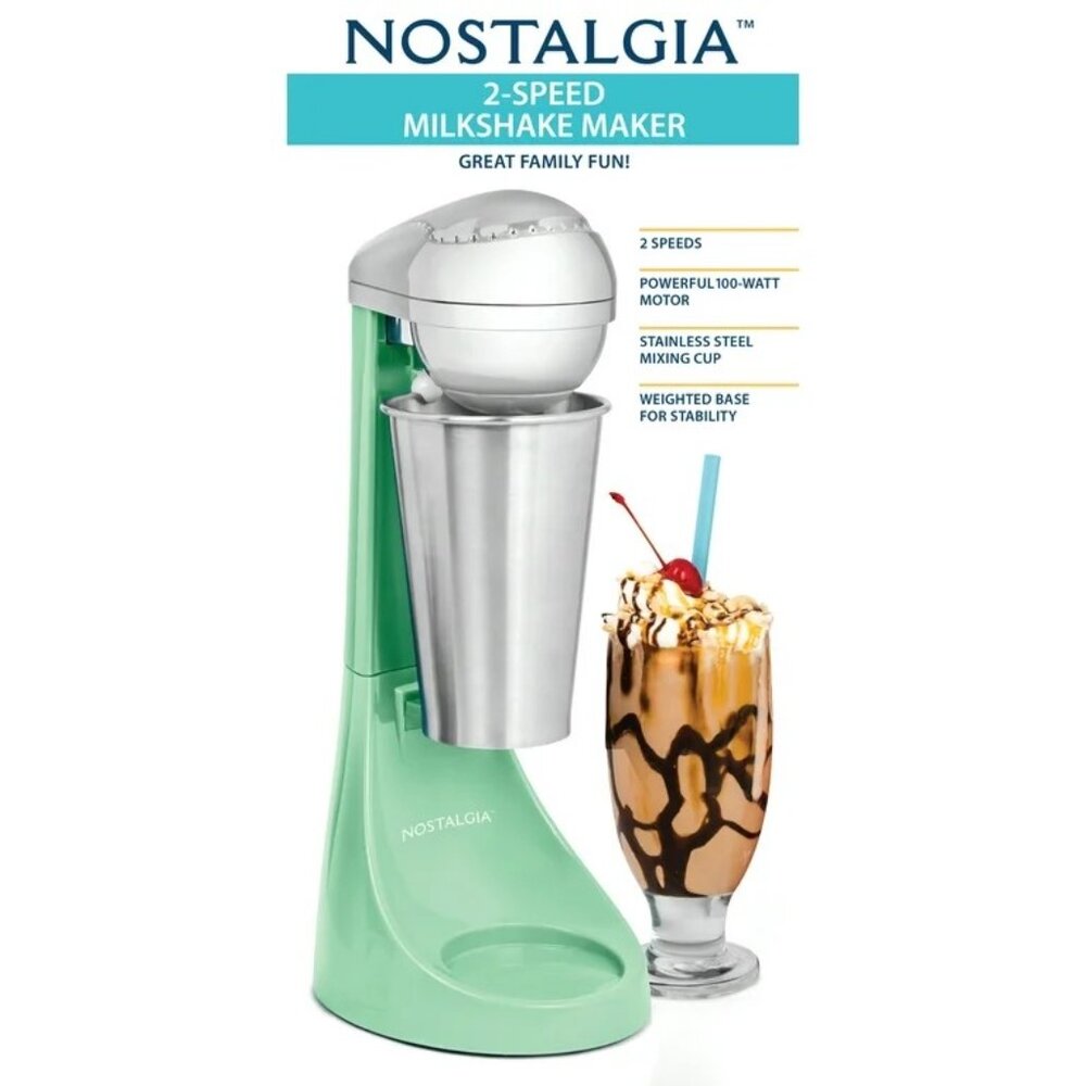 BNIB Nostalgia Milkshake Maker 2-Speed 16 Oz Milk Shake Blender Retro - Jade